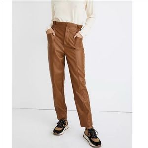 NWT Madewell Vegan Leather Pull-On Paperbag Pants